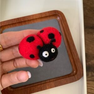 Handcrafted Wool Ladybug Brooch